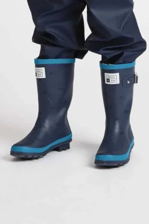 Older Kids Navy & Turquoise Wellies