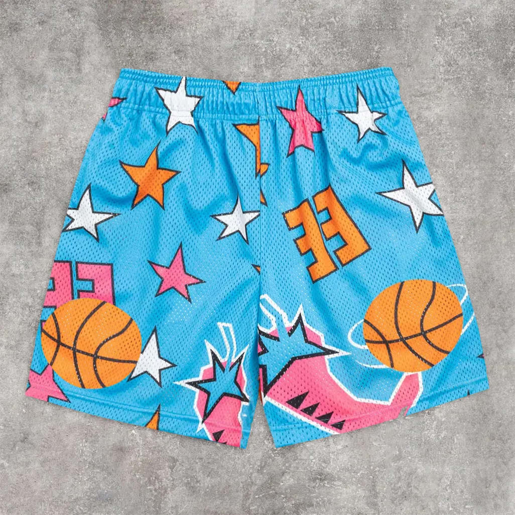 Personality Trendy Basketball Print Mesh Shorts
