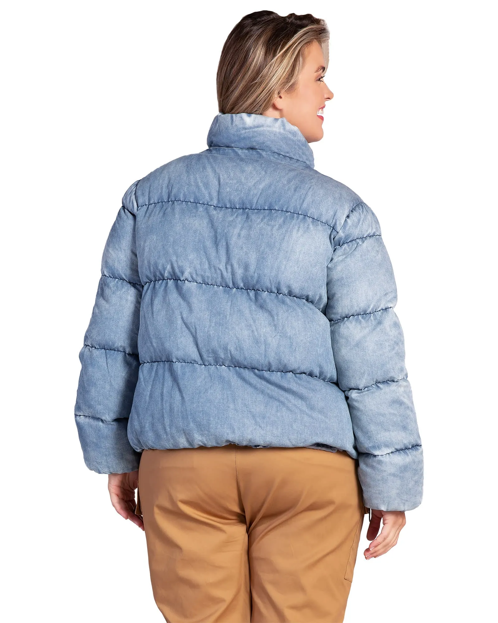 Polaris Womens Plus Size  Indigo Tencel Puffer Jacket | INDIGOBLEACH