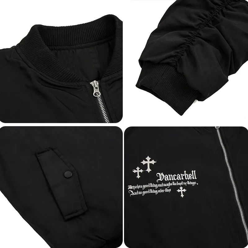 PopFlying Winter Bomber Jacket Coat Cross Patch