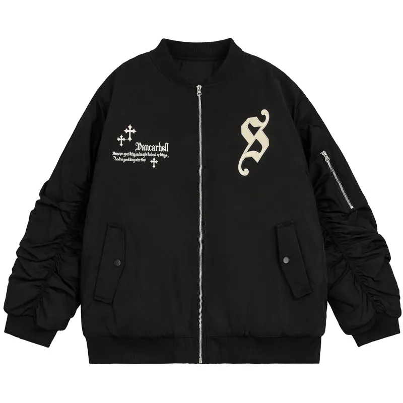 PopFlying Winter Bomber Jacket Coat Cross Patch