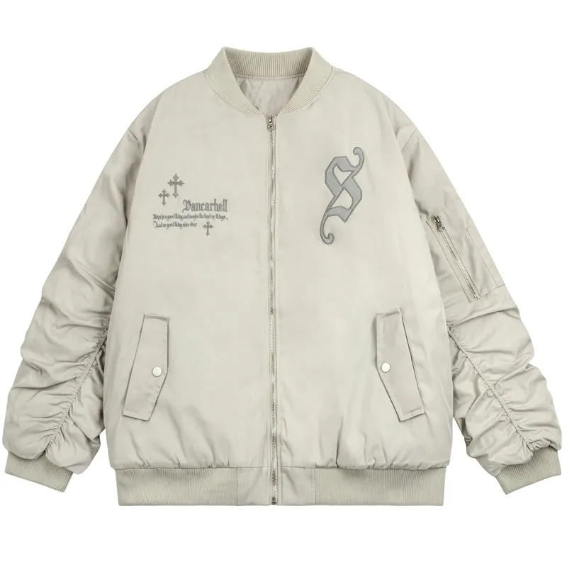 PopFlying Winter Bomber Jacket Coat Cross Patch