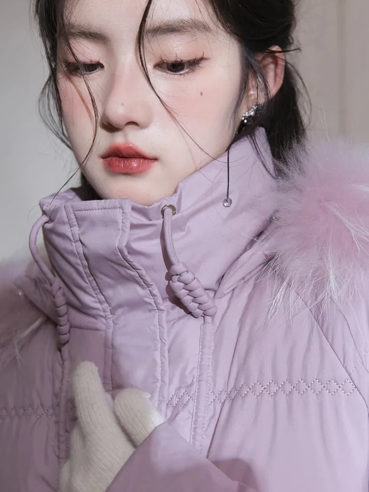 Purple diamond long down jacket【s0000005811】