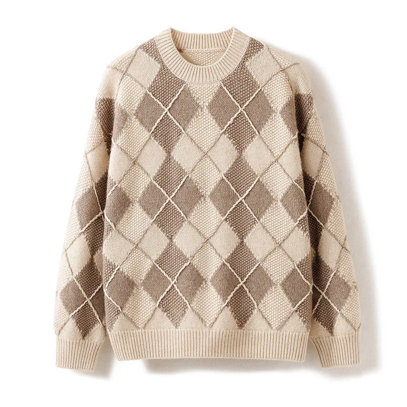 Round Neck Loose Thickened Cashmere Sweater for Women