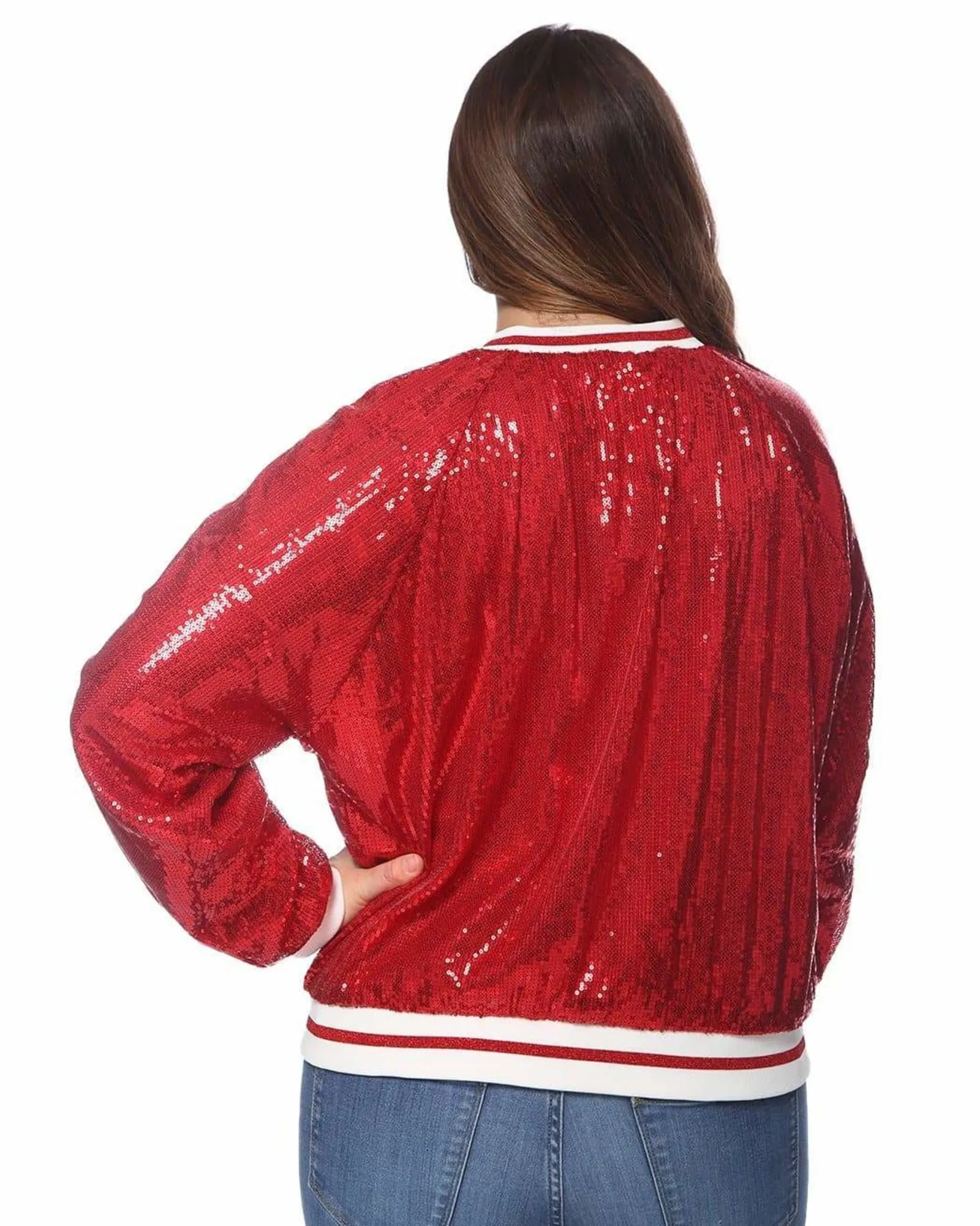 Sequin Bomber Jacket | Red