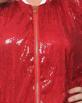 Sequin Bomber Jacket | Red