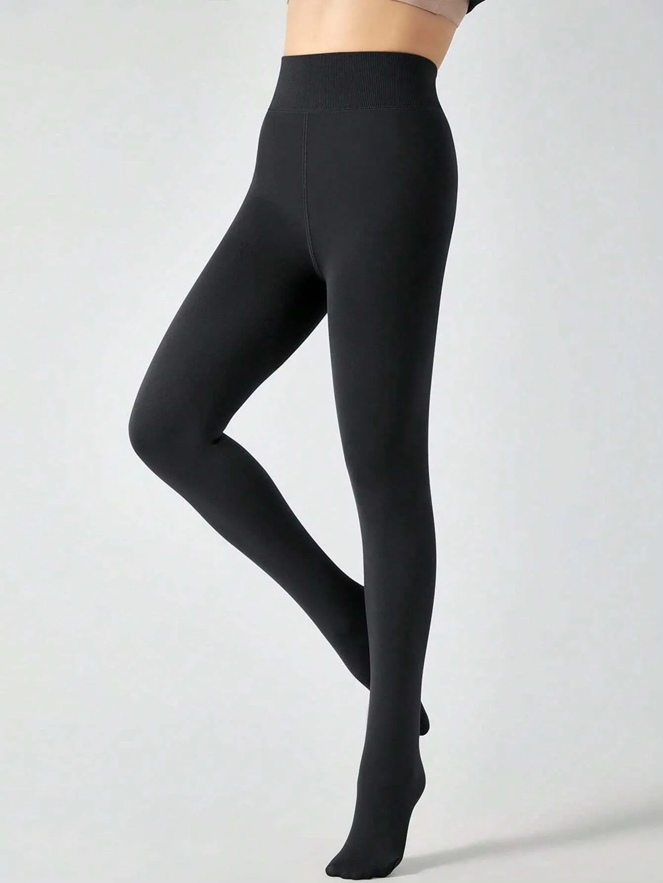 SHEIN 1pc 280g Thickened Fleece Winter Warm Leggings, Perfect Match For Dresses, Sweaters, Etc.