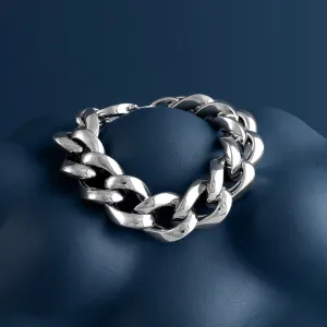 SILVER THICK CURB CHAIN BRACELET