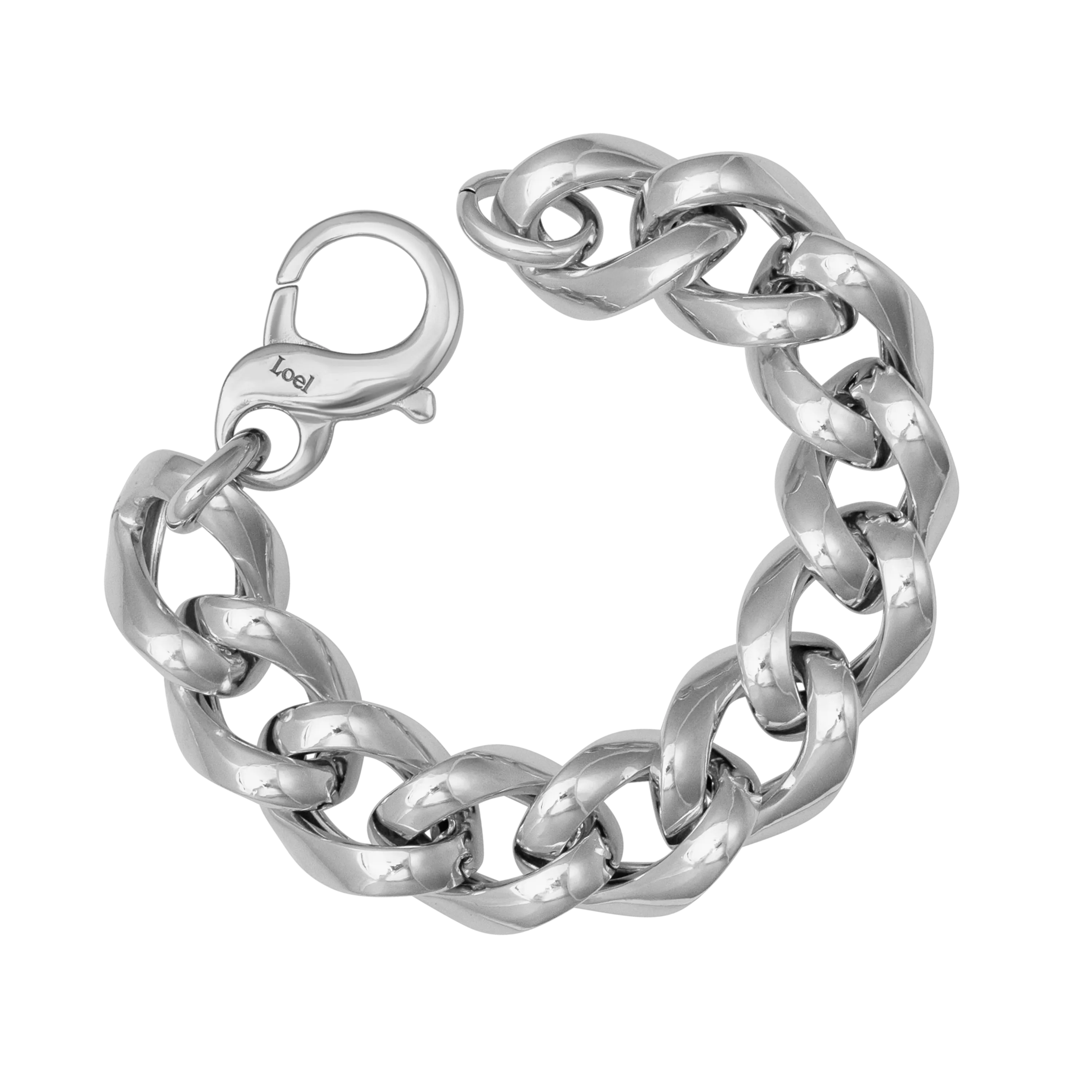 SILVER THICK CURB CHAIN BRACELET