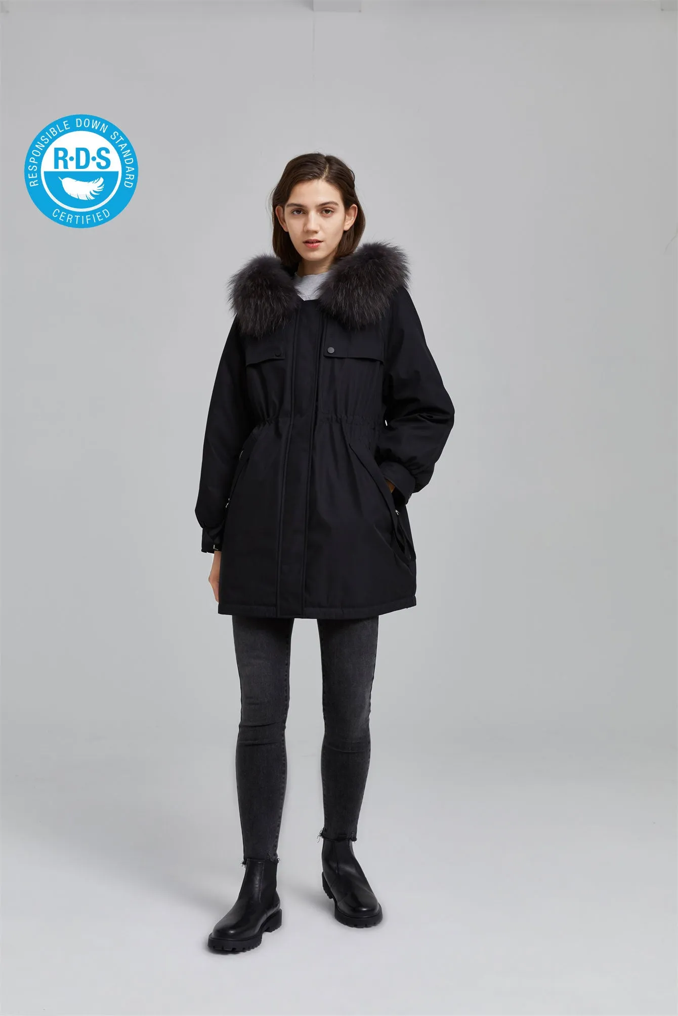 TANBOER Women's Down Parker Mid-length Hooded with Fur