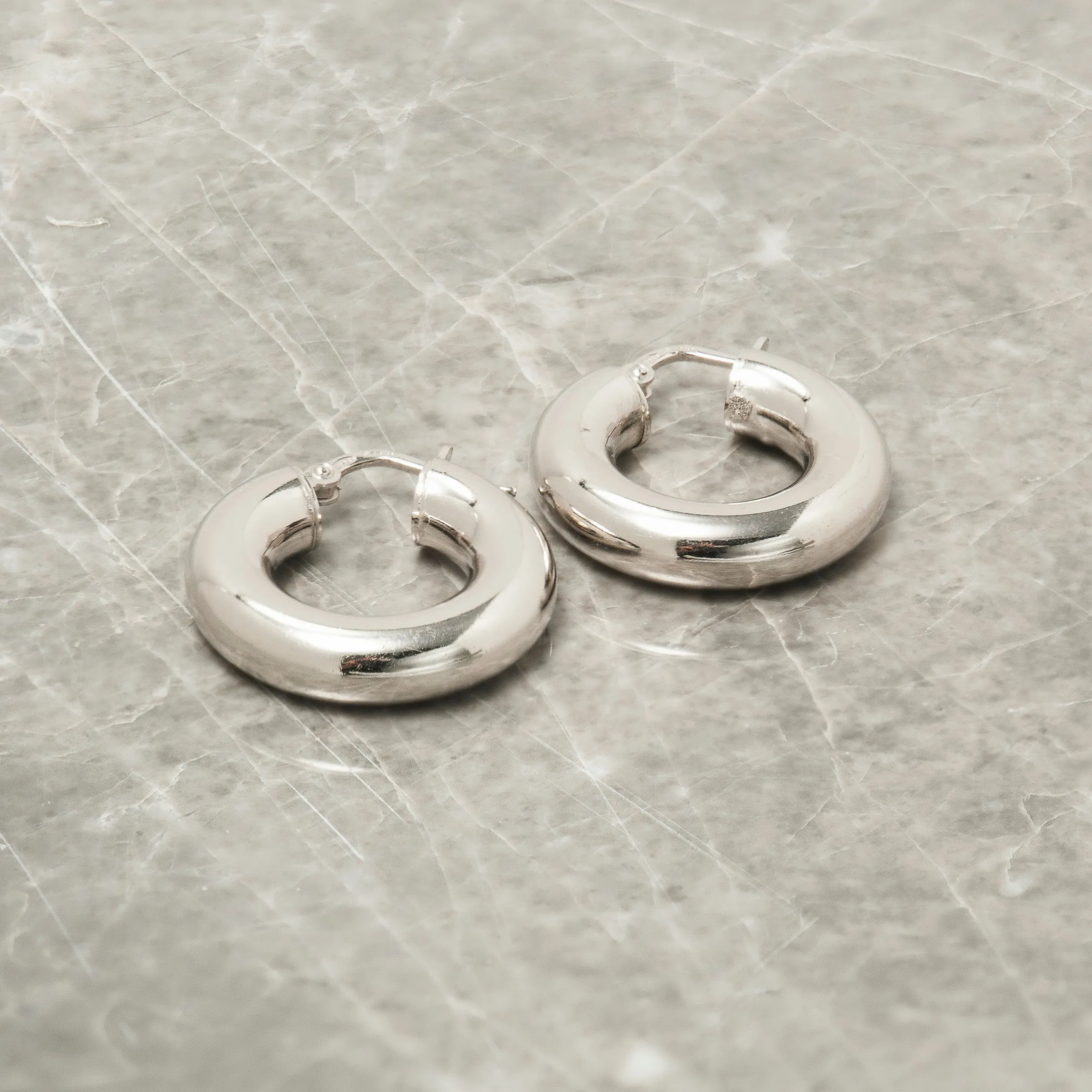 THICK SILVER HOOP EARRINGS