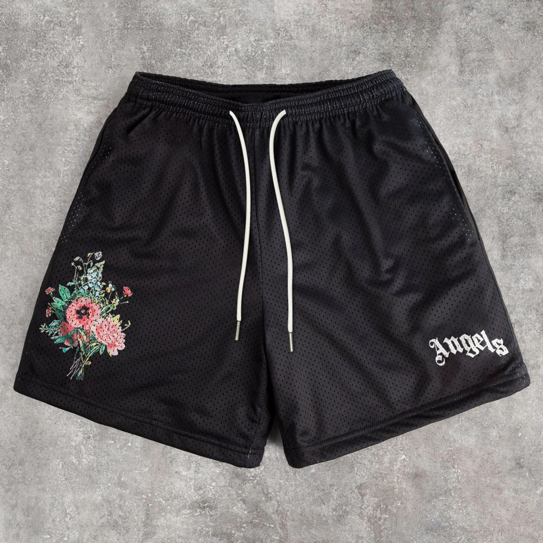 Trendy Angel Print Retro Street Shorts