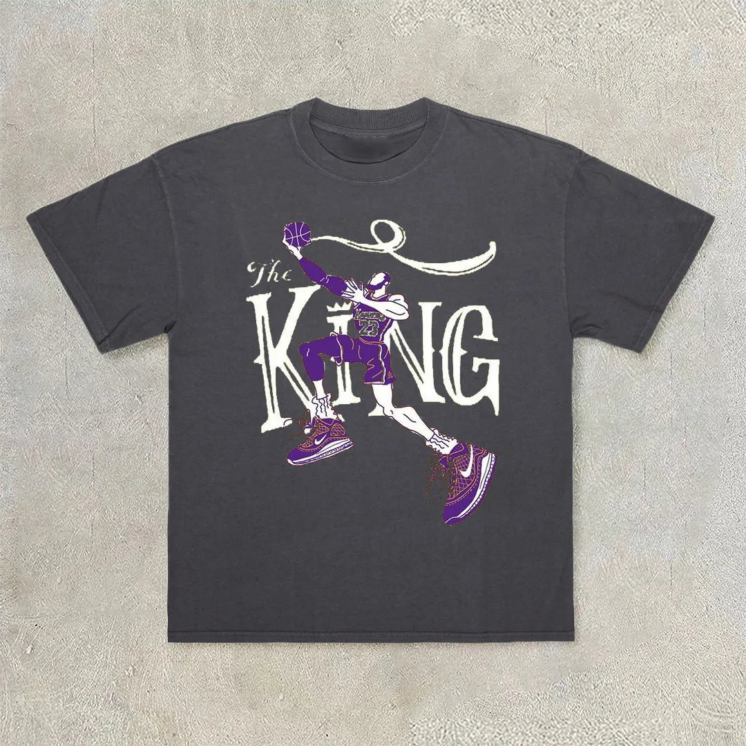 Trendy basketball print short-sleeved T-shirt