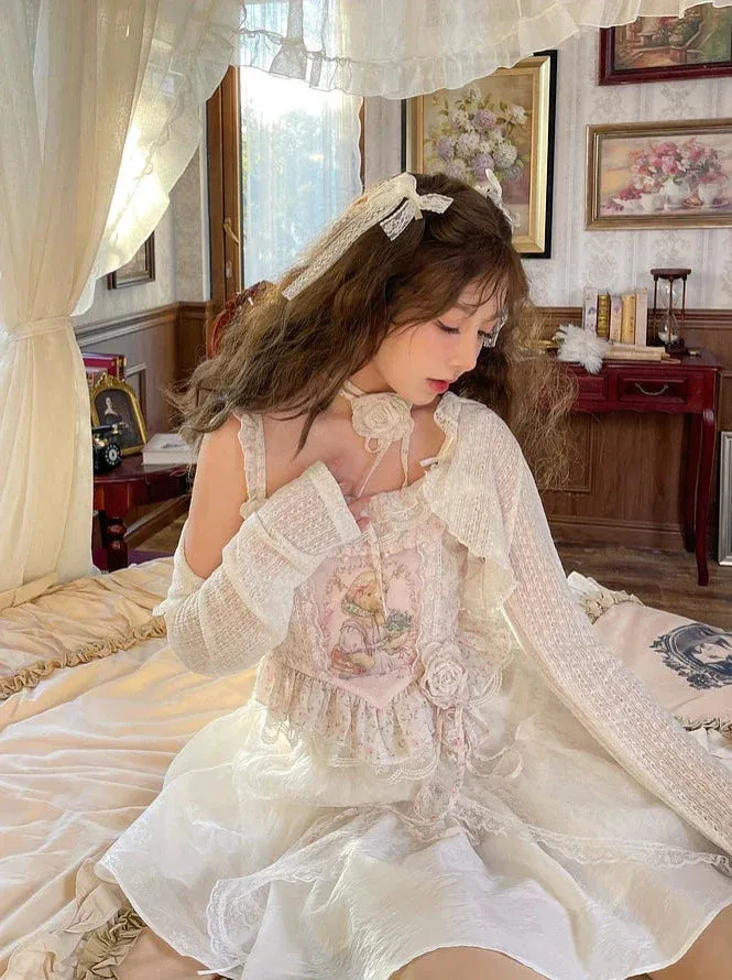 Tutu Lace Fairy Princess Jacket Short Camisole Tale Floral Skirt