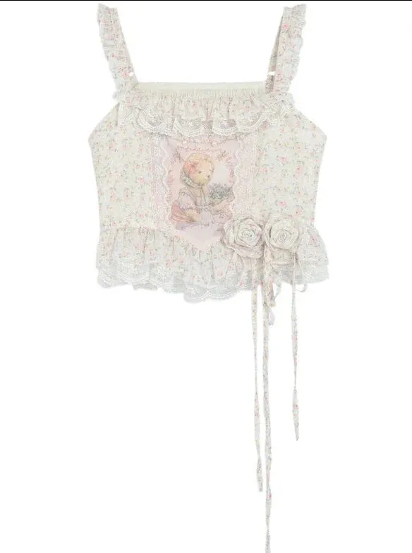 Tutu Lace Fairy Princess Jacket Short Camisole Tale Floral Skirt