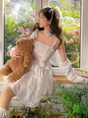 Tutu Lace Fairy Princess Jacket Short Camisole Tale Floral Skirt