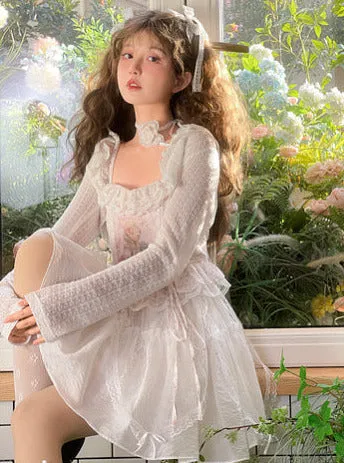 Tutu Lace Fairy Princess Jacket Short Camisole Tale Floral Skirt