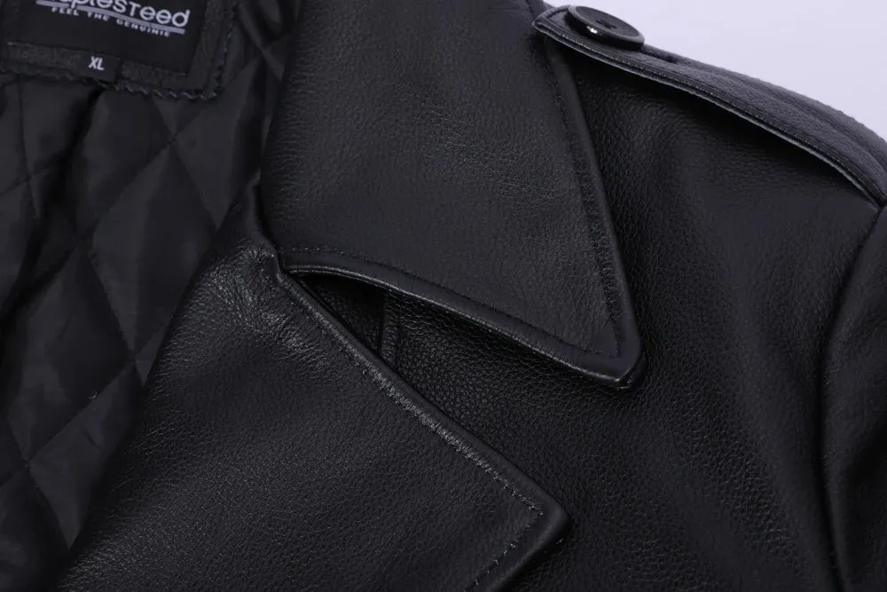 Ultra Long Men Leather Coat Quilted 100% Natural Cowhide Male Leather Trench Winter Euro US Size Sleeve 66-69 Chest 106~130 M464