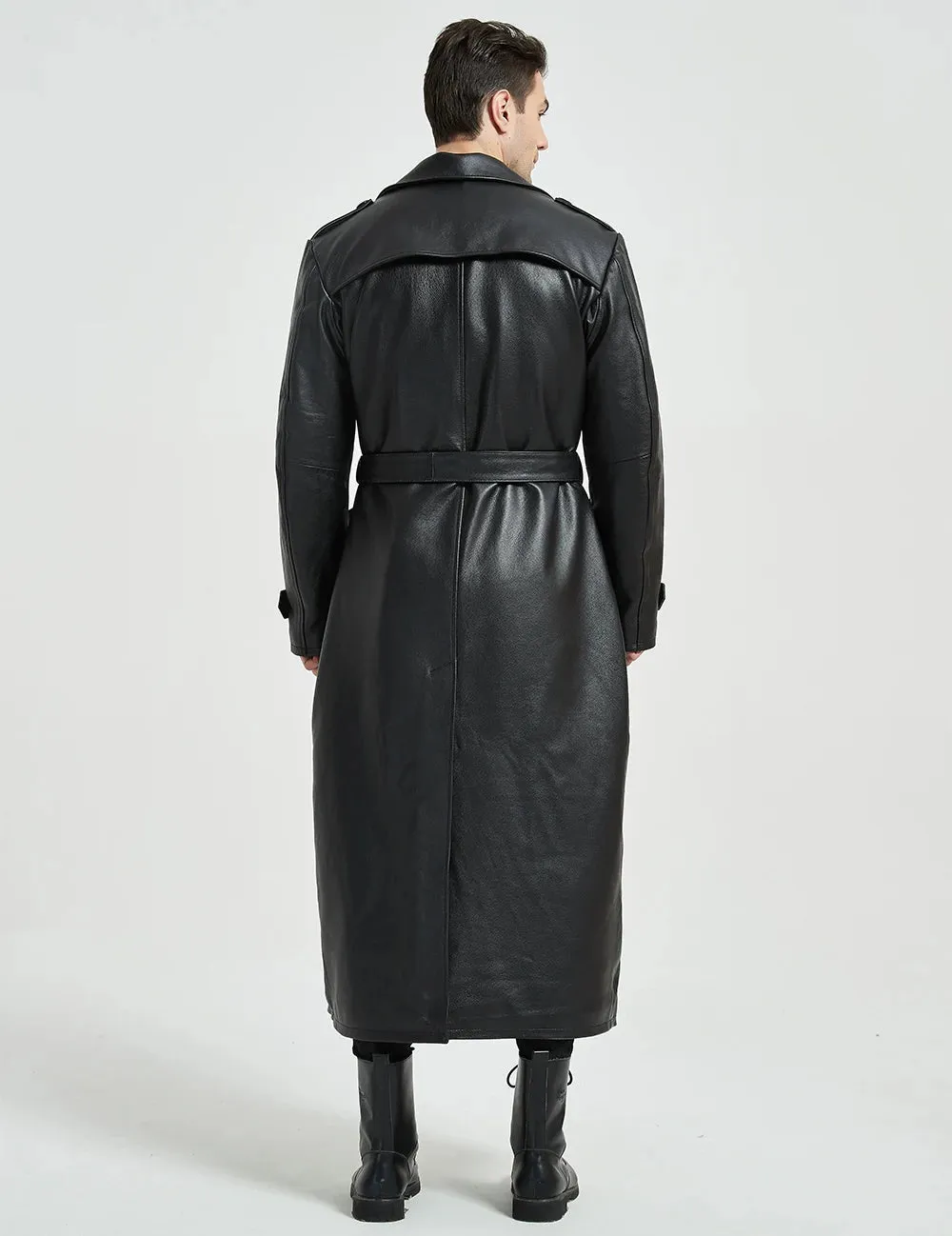 Ultra Long Men Leather Coat Quilted 100% Natural Cowhide Male Leather Trench Winter Euro US Size Sleeve 66-69 Chest 106~130 M464