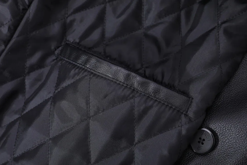 Ultra Long Men Leather Coat Quilted 100% Natural Cowhide Male Leather Trench Winter Euro US Size Sleeve 66-69 Chest 106~130 M464