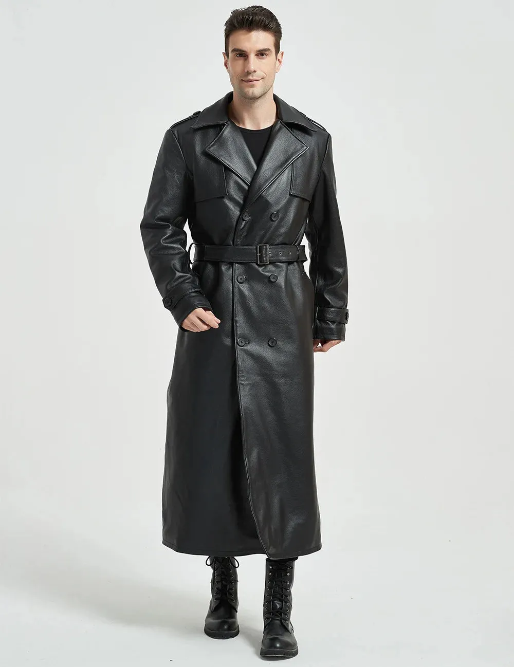 Ultra Long Men Leather Coat Quilted 100% Natural Cowhide Male Leather Trench Winter Euro US Size Sleeve 66-69 Chest 106~130 M464