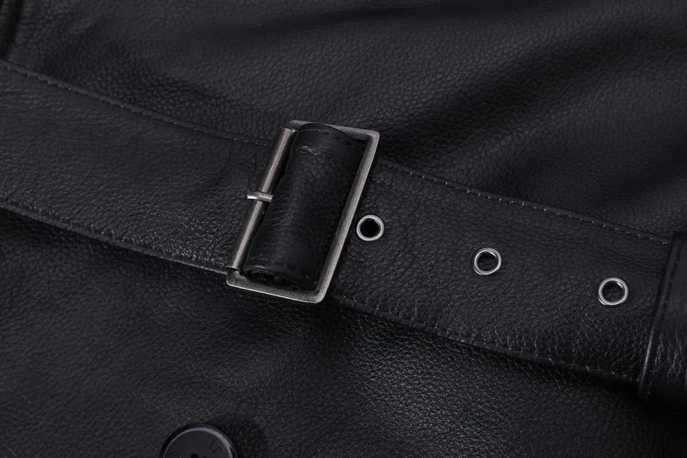 Ultra Long Men Leather Coat Quilted 100% Natural Cowhide Male Leather Trench Winter Euro US Size Sleeve 66-69 Chest 106~130 M464