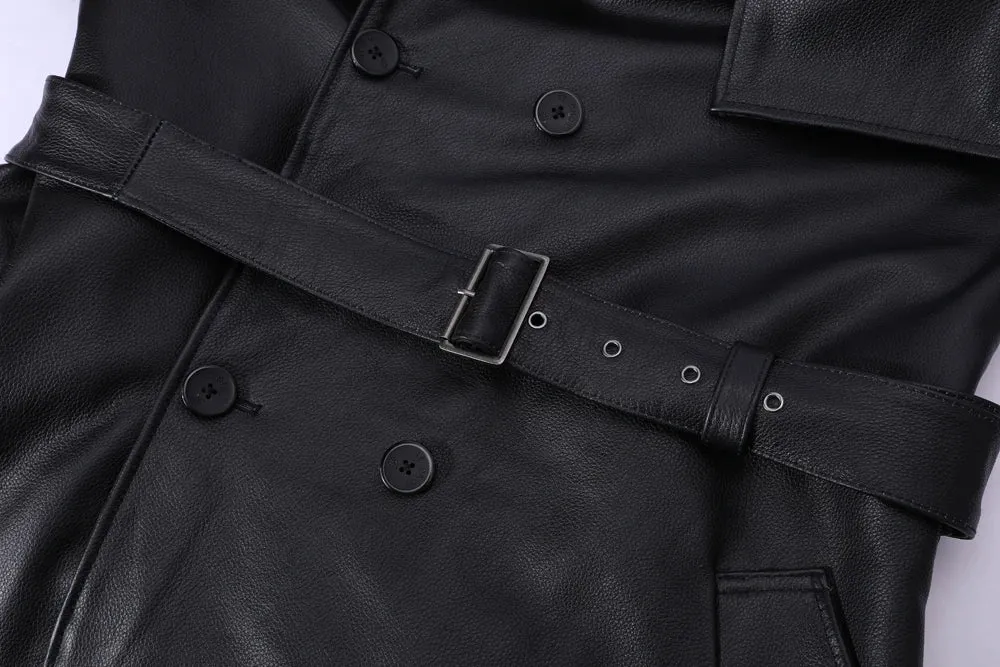 Ultra Long Men Leather Coat Quilted 100% Natural Cowhide Male Leather Trench Winter Euro US Size Sleeve 66-69 Chest 106~130 M464