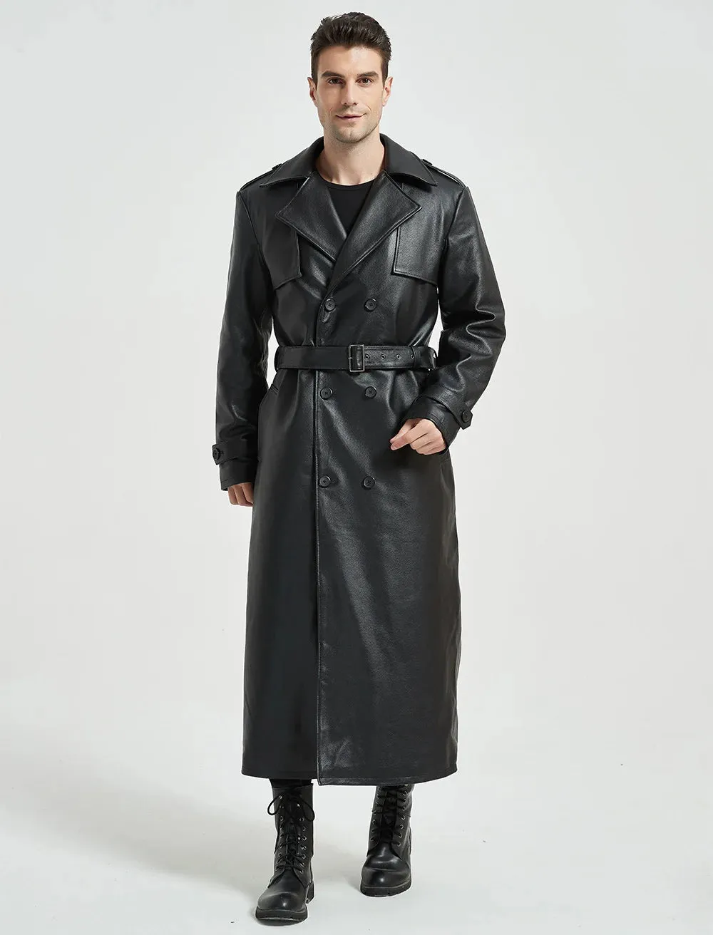 Ultra Long Men Leather Coat Quilted 100% Natural Cowhide Male Leather Trench Winter Euro US Size Sleeve 66-69 Chest 106~130 M464