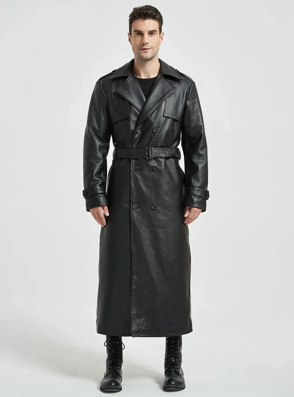 Ultra Long Men Leather Coat Quilted 100% Natural Cowhide Male Leather Trench Winter Euro US Size Sleeve 66-69 Chest 106~130 M464