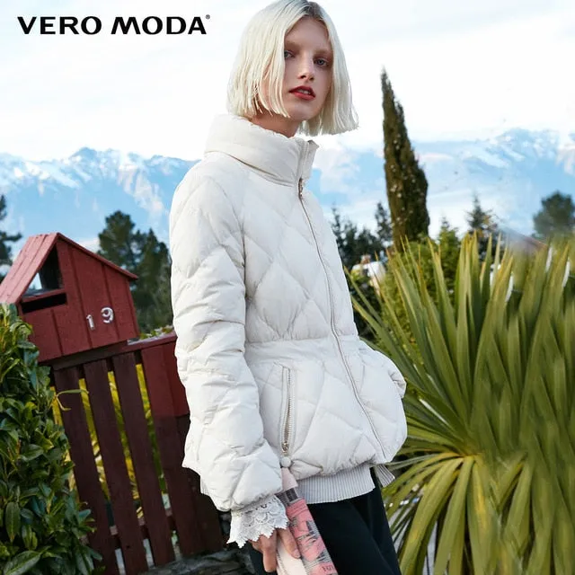Vero Moda new waist 90% white duck short down jacket women | 318423529