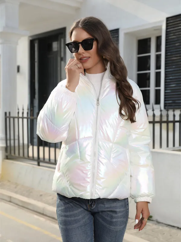 Wenkouban-Winter outfits ideas New Fashionable Shiny Cotton Hooded Bread Jacket Warm Cotton Jacket