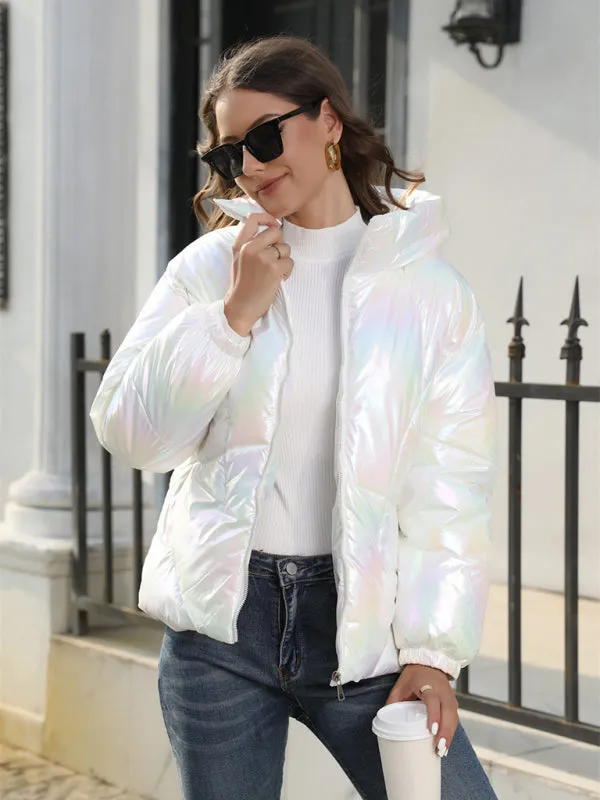 Wenkouban-Winter outfits ideas New Fashionable Shiny Cotton Hooded Bread Jacket Warm Cotton Jacket