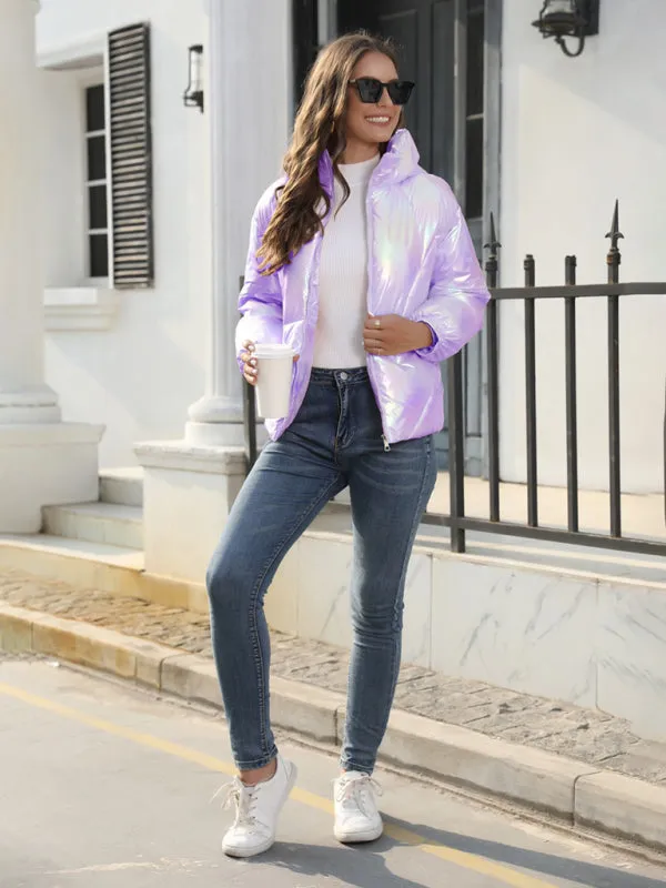 Wenkouban-Winter outfits ideas New Fashionable Shiny Cotton Hooded Bread Jacket Warm Cotton Jacket
