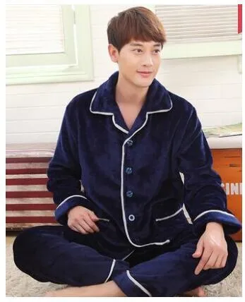 winter autumn plus size flannel pajamas thick men coral fleece pajama sets sleepwear long-sleeve male nightgown warm lounge set
