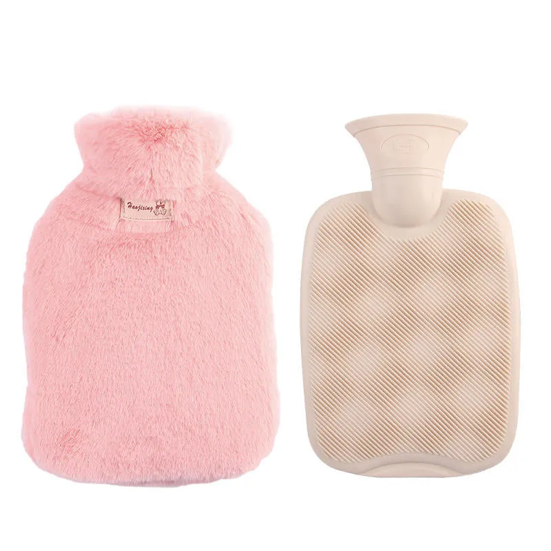 Winter Warm Hot Water Bag with Removable Thickened Plush Cloth Cover